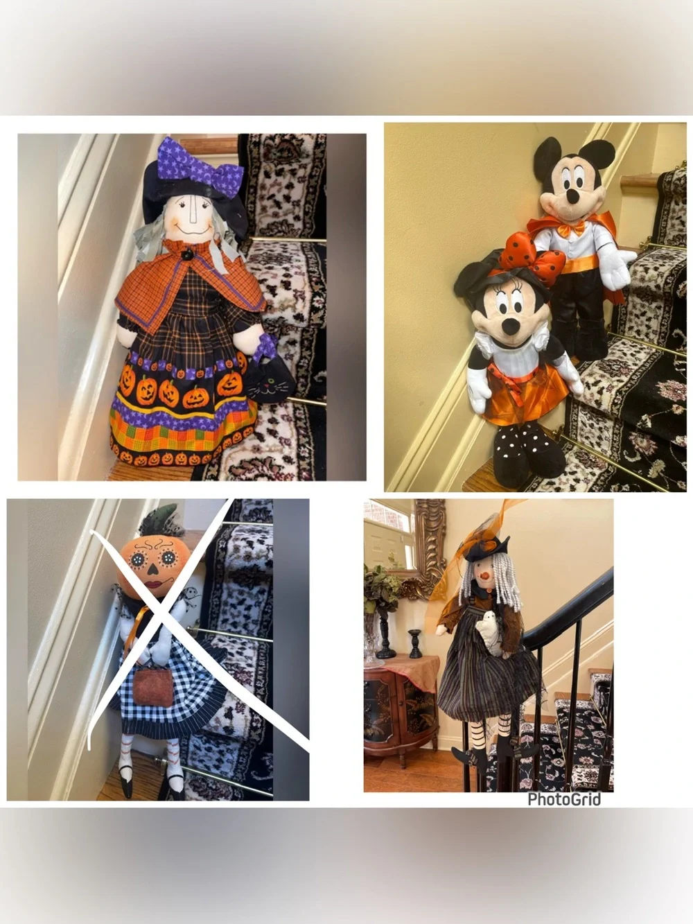 Halloween Village Scene Witch Trio Animated Roating sound Illumination See video